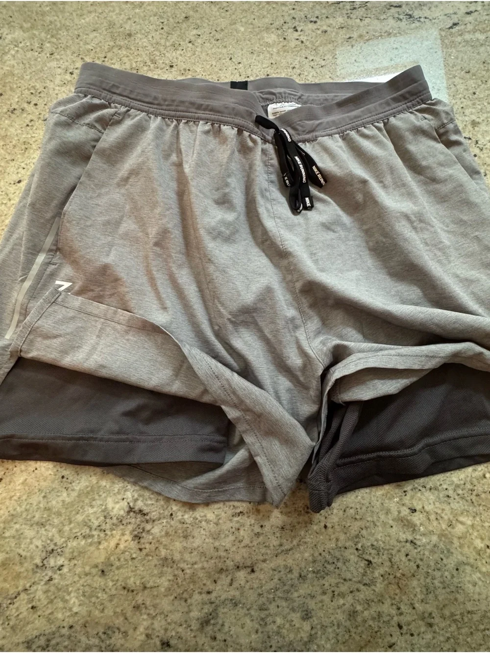 Nike Peloton Men's Gray Athletic Shorts with Black Drawstring